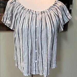 Daily Special Striped Blue and White Women's flowy crap Top